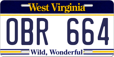 WV license plate OBR664