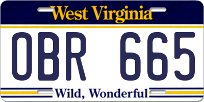 WV license plate OBR665