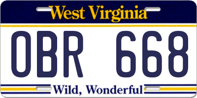 WV license plate OBR668