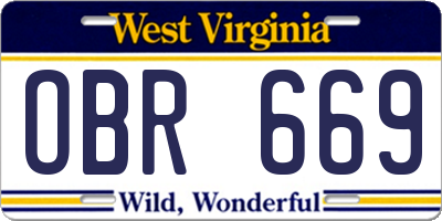 WV license plate OBR669