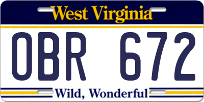 WV license plate OBR672