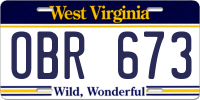 WV license plate OBR673
