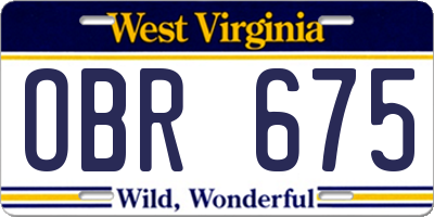 WV license plate OBR675
