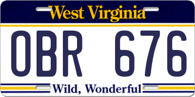 WV license plate OBR676