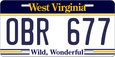 WV license plate OBR677