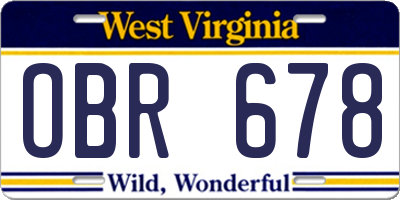 WV license plate OBR678