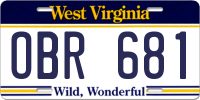 WV license plate OBR681