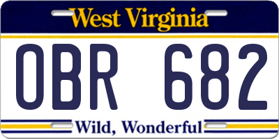WV license plate OBR682