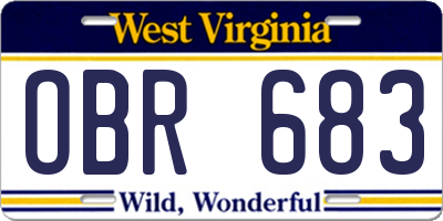 WV license plate OBR683