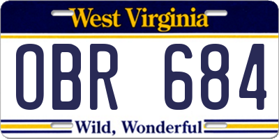 WV license plate OBR684