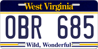 WV license plate OBR685