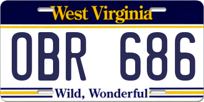 WV license plate OBR686