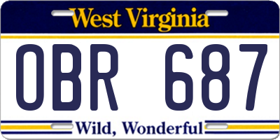 WV license plate OBR687