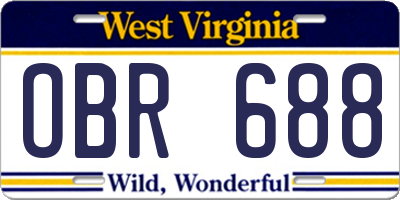 WV license plate OBR688
