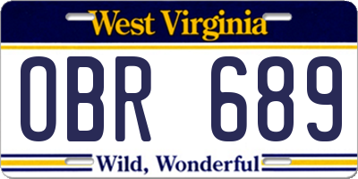 WV license plate OBR689