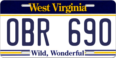 WV license plate OBR690