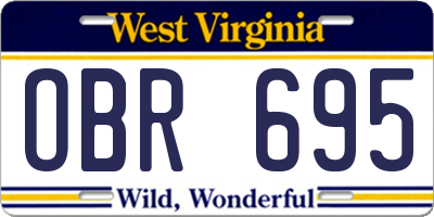 WV license plate OBR695