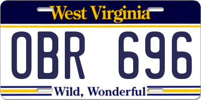 WV license plate OBR696