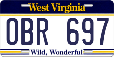 WV license plate OBR697