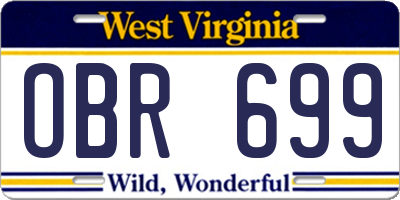 WV license plate OBR699