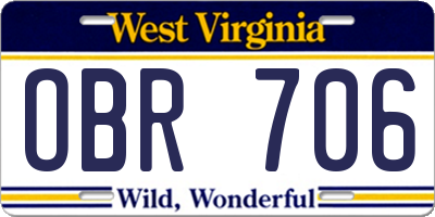 WV license plate OBR706