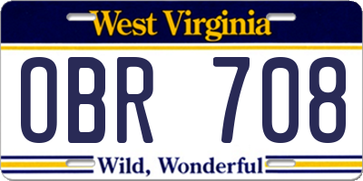 WV license plate OBR708