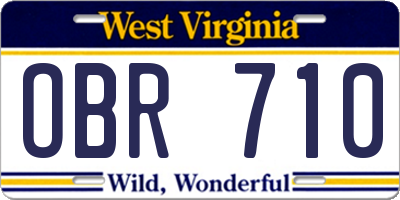 WV license plate OBR710