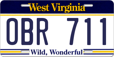 WV license plate OBR711