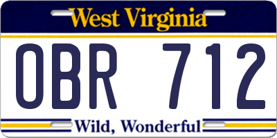 WV license plate OBR712