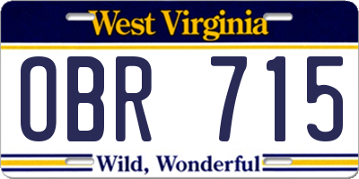WV license plate OBR715