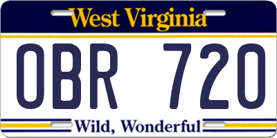 WV license plate OBR720