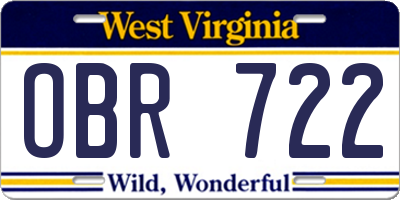 WV license plate OBR722