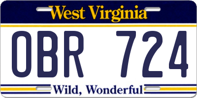 WV license plate OBR724