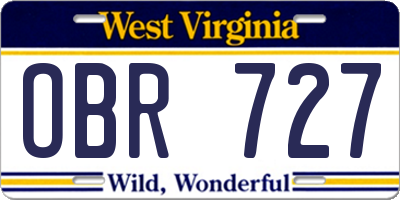 WV license plate OBR727