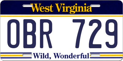 WV license plate OBR729