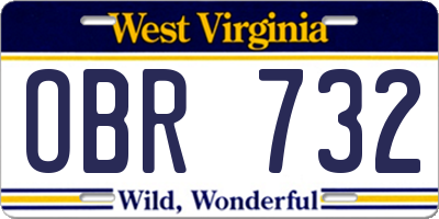 WV license plate OBR732