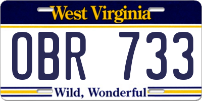 WV license plate OBR733