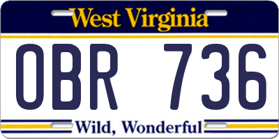 WV license plate OBR736