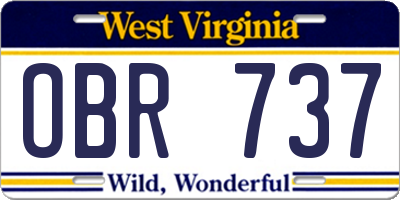 WV license plate OBR737