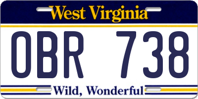 WV license plate OBR738