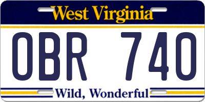 WV license plate OBR740