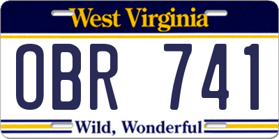 WV license plate OBR741