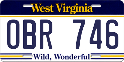 WV license plate OBR746