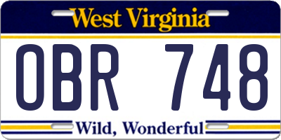 WV license plate OBR748
