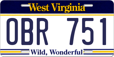 WV license plate OBR751
