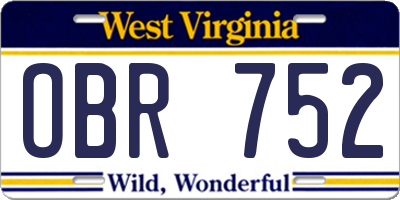 WV license plate OBR752