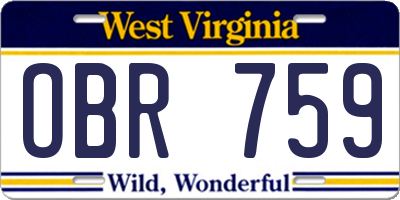 WV license plate OBR759