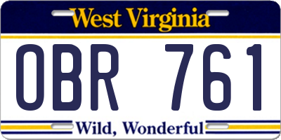 WV license plate OBR761