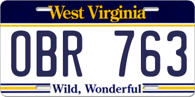 WV license plate OBR763