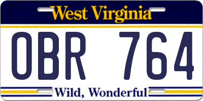 WV license plate OBR764